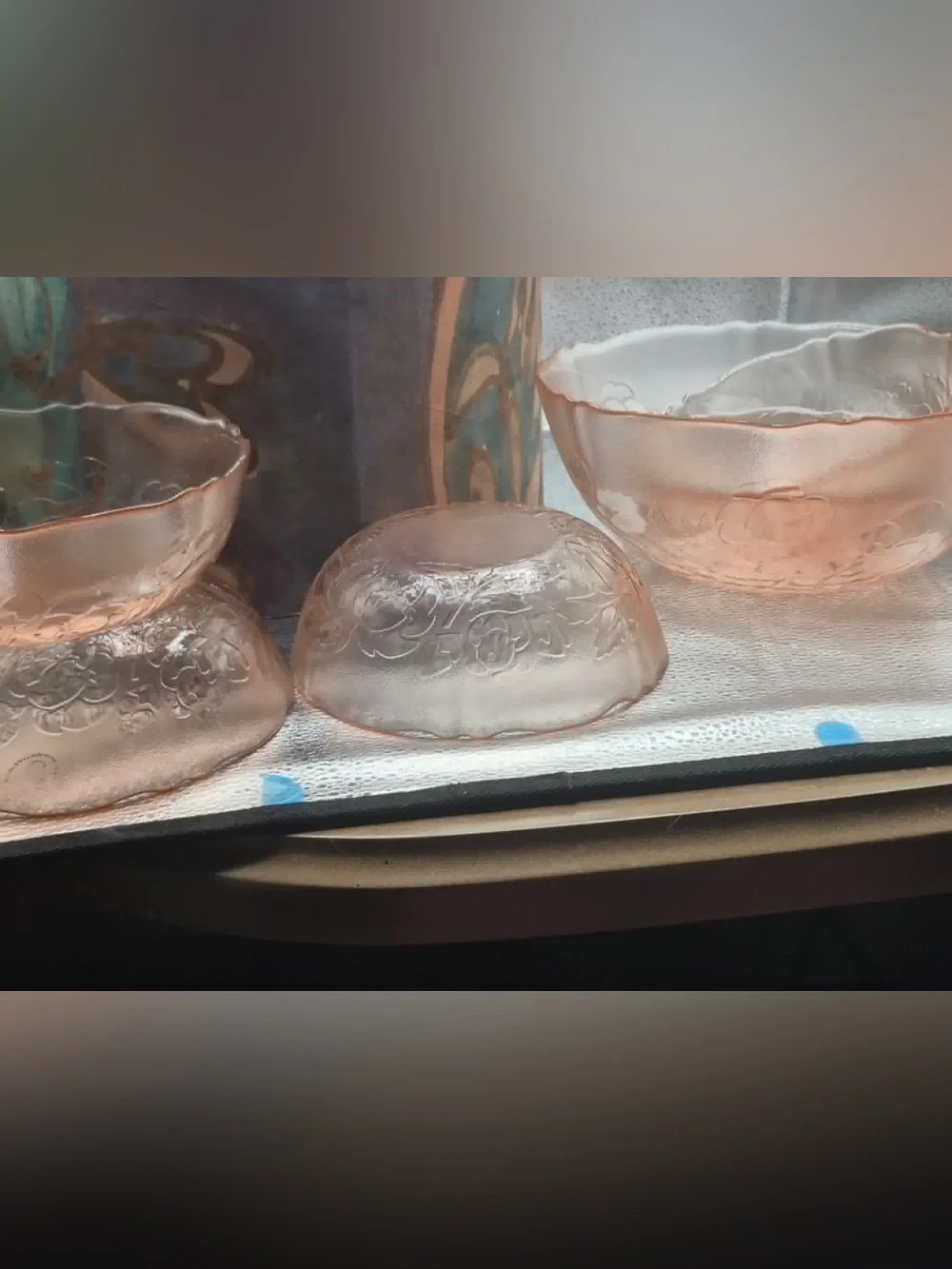 Vintage Pink French Glass Serving Bowl Set - Arcoroc ROSA Rosaline